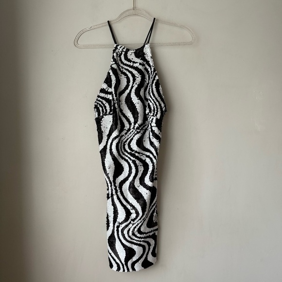 Simon Miller Zazzle Zebra Trip Sequin Halter Mini Dress 2 - Picture 7 of 10